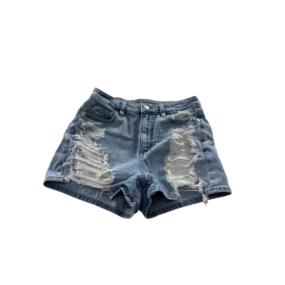 American Eagle Light Wash Distressed Denim Shorts Cutoff Hem Stretch Womens Sz 2